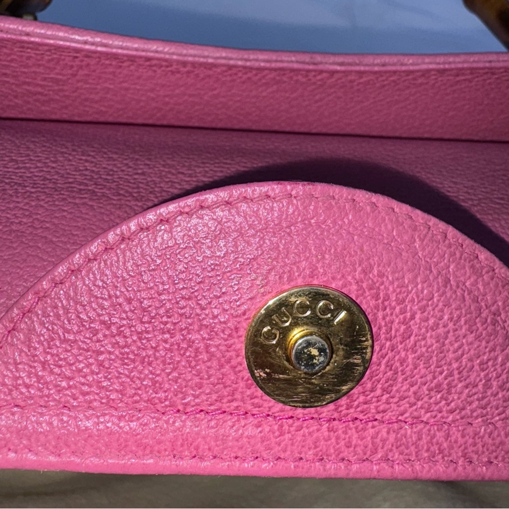 GUCCI Pink Diana Bag UNICORN Leather & Suede, Bamboo VINTAGE RARE - Picture 6 of 14